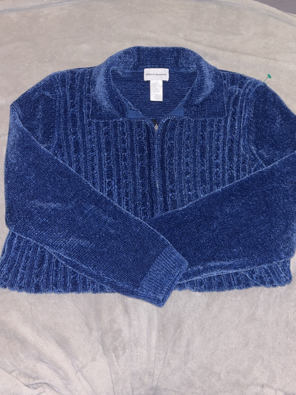 New w/o tags Alfred Dunner Deep Blue Chenille Zip Cardigan